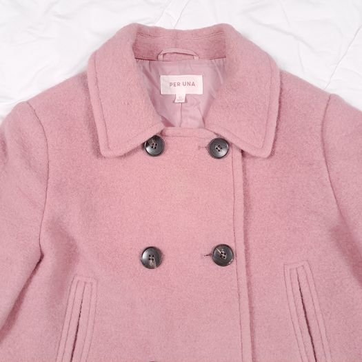 Per Una Dusky Rose Pink Wool Blend Double Breasted Pea Coat 10UK/38EU