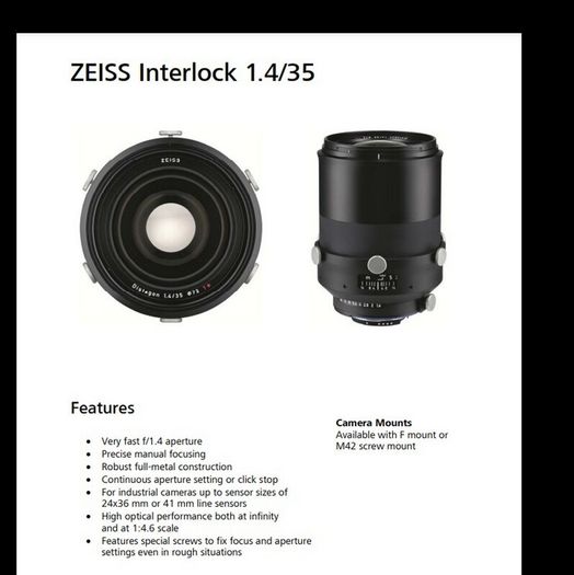 Zeiss Milvus Interlock 35mm/1,4 ZF.2 For M42 Manual Focus & Iris Nikon F