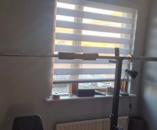 Squat rack, bar and plates for sale