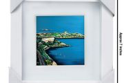 Dalkey Island and Sorrento Terrace, Dublin, 4x4in framed print by artist Helen Mathews