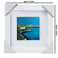 Dalkey Island and Sorrento Terrace, Dublin, 4x4in framed print by artist Helen Mathews