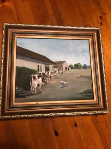 oil on canvas of cows