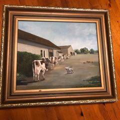 oil on canvas of cows