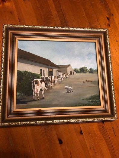 oil on canvas of cows