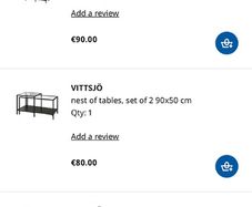 Ikea Vittsjoe Set