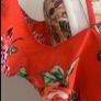 top red floral cold shoulder style frilled camisole size 14 Image 4