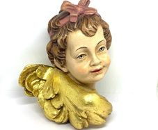 Vintage Hand Carved Wooden Putto