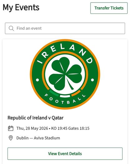 2 tickets to Ireland Vs. Qatar (20 euro for the 2)