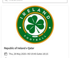 2 tickets to Ireland Vs. Qatar