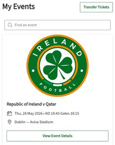 2 tickets to Ireland Vs. Qatar (20 euro for the 2)