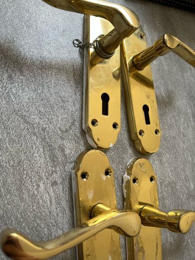 Gold effect door handles