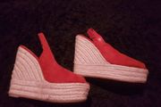 Gorgeous red suedette wedges
