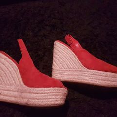 Gorgeous red suedette wedges