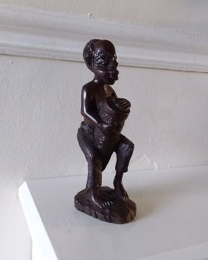 African Hand Carved Wooden Sculpture/Figure - Tribal Drummer