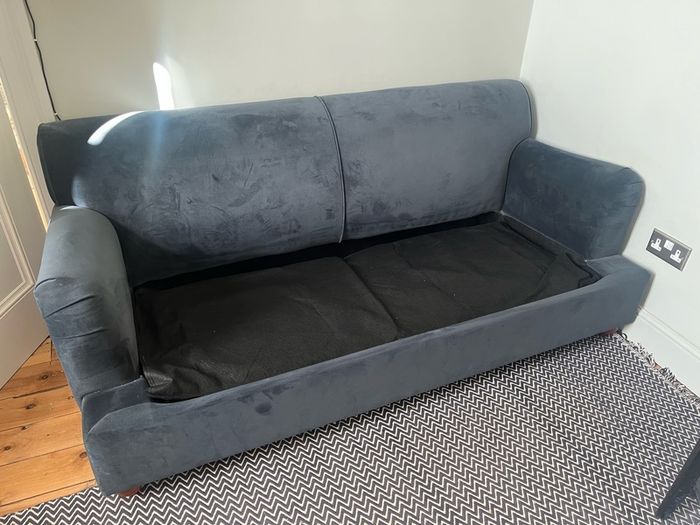 Made.com Orson 3 seater sofa-bed in midnight blue velvet