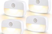 LED Motion Sensor Night Light, [4 Pack] Stick-On Night Light by Battery Powered, Stair Sensor Lights Indoors, Auto/ON/Off Light for Toilet, Hallway, Closet, Kitchen, Children's Room, Warm White light (FREE POSTAGE)