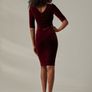 Stunning Jolie Moi Wine Velvet Side Tie Midi Dress BNWT Image 2