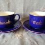 Harrods Knightsbridge 2 Royal Blue Cobalt Gilded  Cups & Saucers Image 2