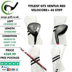 Titleist GT3 #3 Wood 15 Degree / Ventus Red Velocore+ 6S Stiff
