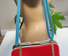 RETRO style red, blue and gold tone chain crossbody and shoulder straps
