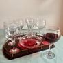Vintage Wine Decanter Set 6 Large Goblets Brass Gallery Wood Tray Image 3