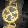 Set of Five Old Brass Horse Medallions on a black strap, Postage Available, Image 4