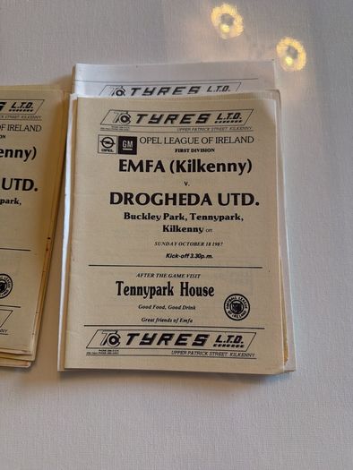Opel League of Ireland. EMFA - Kilkenny. Match Programmes Bundle. 1980s. 19 in Total.