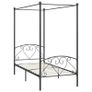 Canopy Bed Frame Grey Metal 120x200 cm Image 2