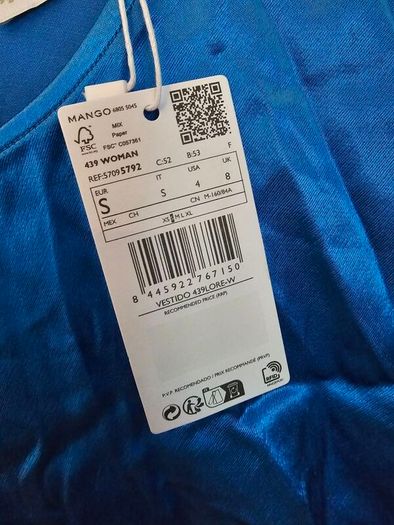 Mango Blue Satin Mini Dress
