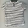 Zara white & navy stripe girls T-shirt with heart sequins Age  3-4 EUC Image 3