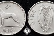 [#442] - Ireland 1959 | Irish 6p | Six Pence | Wolfhound | KM.13a | UNC