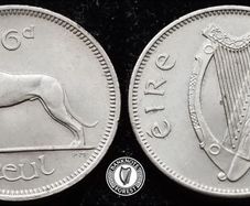 [#442] - Ireland 1959 | Irish 6p | Six Pence | Wolfhound | KM.13a | UNC