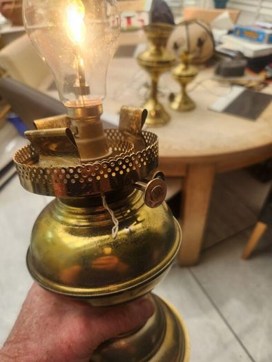 Three oil brass lamps