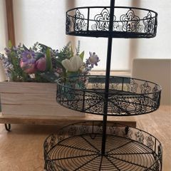 Black metal 3 tier basket