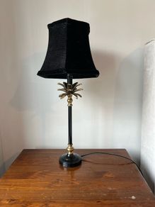 Pair of black velvet table lamps