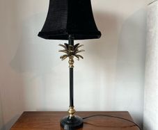 Pair of black velvet table lamps