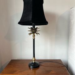 Pair of black velvet table lamps