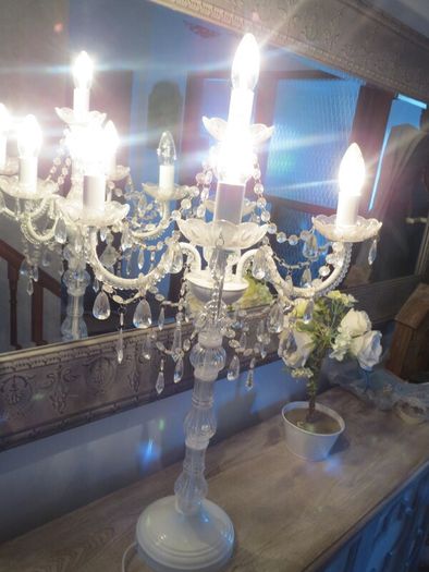5 arms candelabra shabby chic lamp