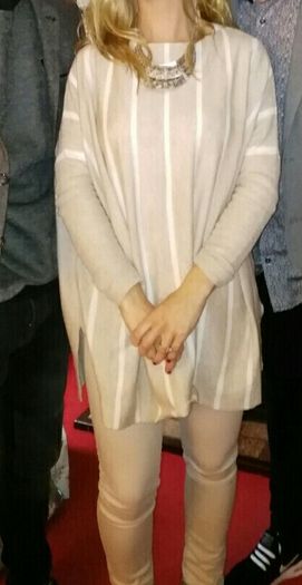 Cream/Beige Striped Jumper/Poncho