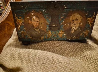 British 1863-1913 Co-Operative Wholesale Society CWS Jubilee Litho Chest Tin