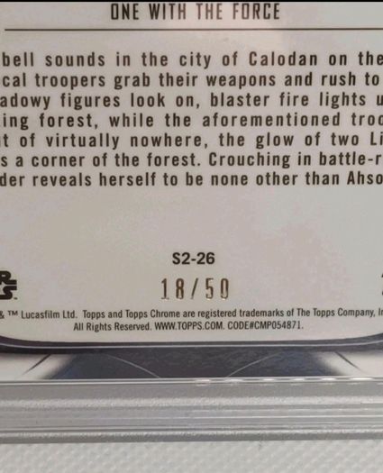 2022 Topps Chrome Star Wars Ahsoka Tano One With The Force Psa 10