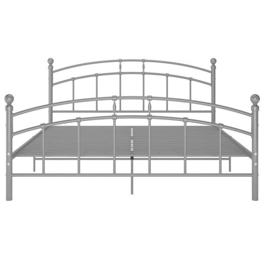 Bed Frame Grey Metal 200x200 cm