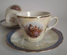 Japanese Lusterware Cups & Saucers