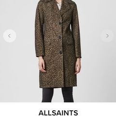 NEW - ALLSAINTS lamb leather leopard print coat UK 8