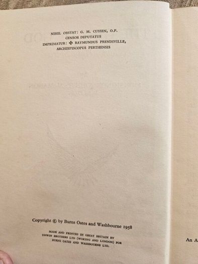 The Gift Of God. Come Holy Spirit.  By Monsignor John T. Mcmahon. 1940 Hardback In Good Condition.  See Photos For Same.