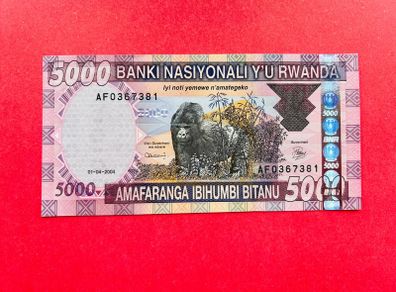 Rwanda  5,000 Francs. 2004  Scarce  ( Uncirculated )
