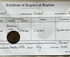 Bram Stoker - Baptismal Certificate - Dracula author - Free Postage