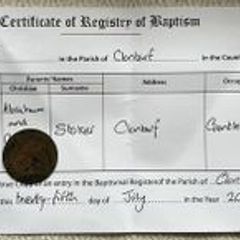 Bram Stoker - Baptismal Certificate - Dracula author - Free Postage
