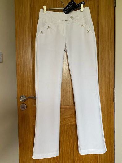 Brand new White Cotton Elegant Trousers by SAVIDA | Size UK 8 / EUR 36