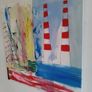 Original Abstract Painting Dublin Cityscape Poolbeg Chimneys And Convention Centre Dublin  Painting Image 4